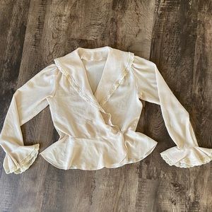 Sheer wrap peplum blouse vintage